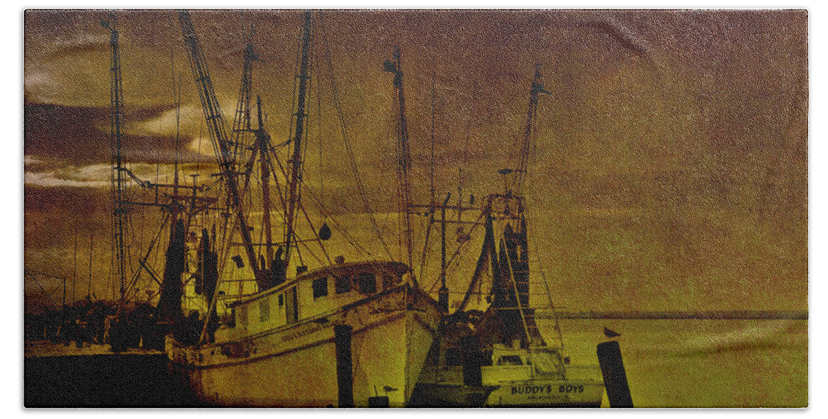 Shrimp Boat Bath Sheet featuring the photograph Shrimpboats in Apalachicola by Susanne Van Hulst
