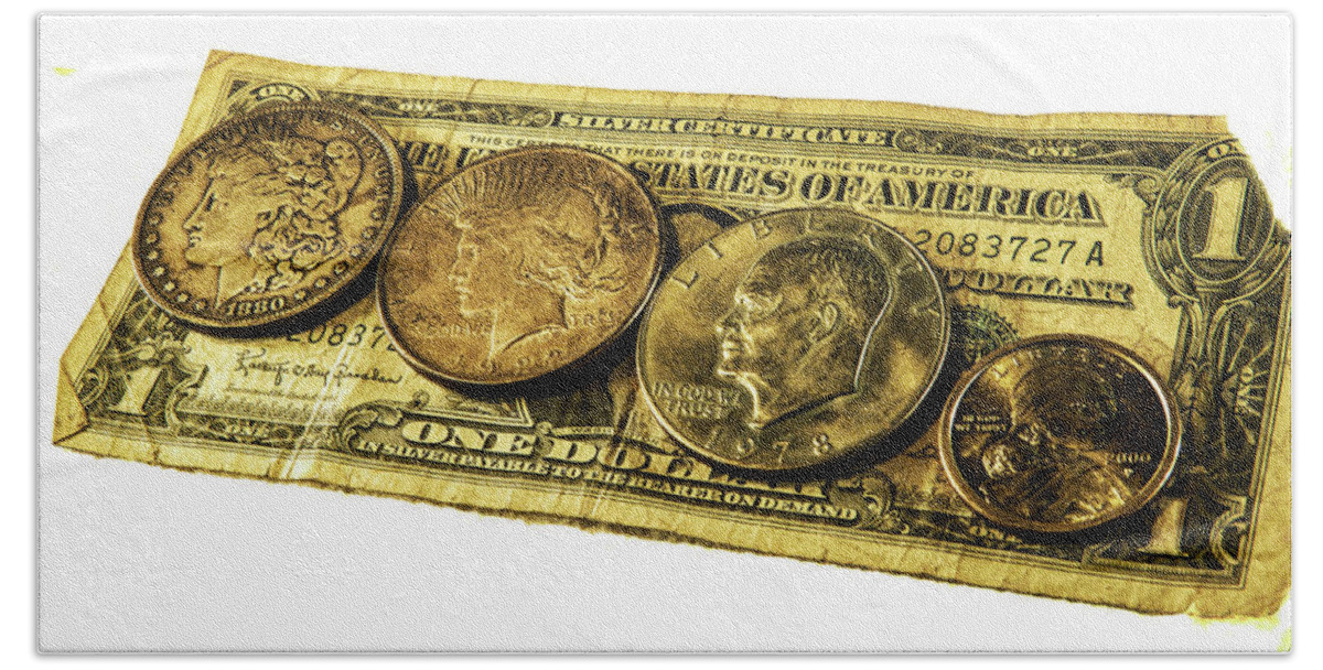 Money Hand Towel featuring the photograph Shrinking Dollars by Jeff Kurtz