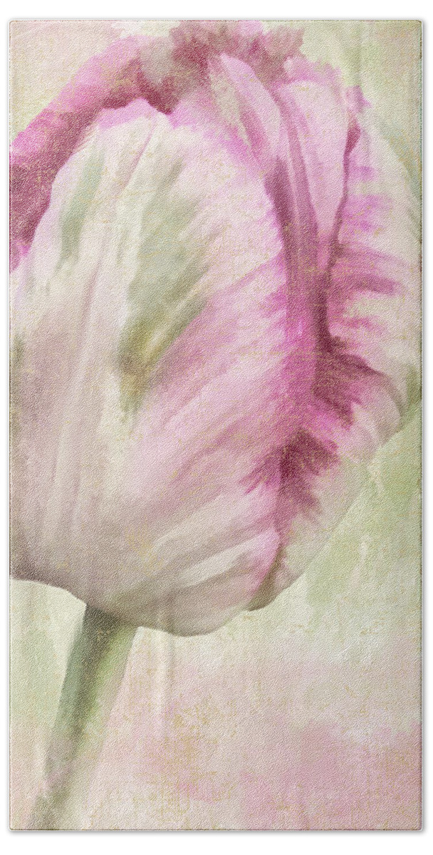 Parrot Tulip Bath Towel featuring the painting Shy II by Mindy Sommers