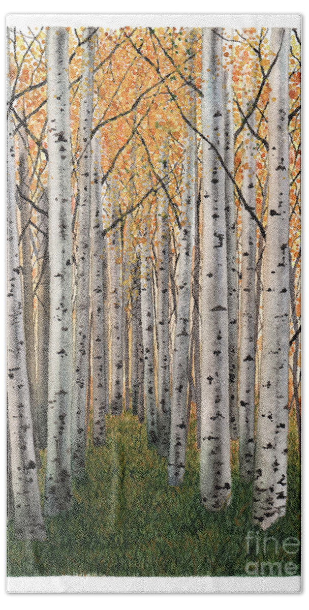 Forest Bath Towel featuring the painting Sierra Aspens by Hilda Wagner