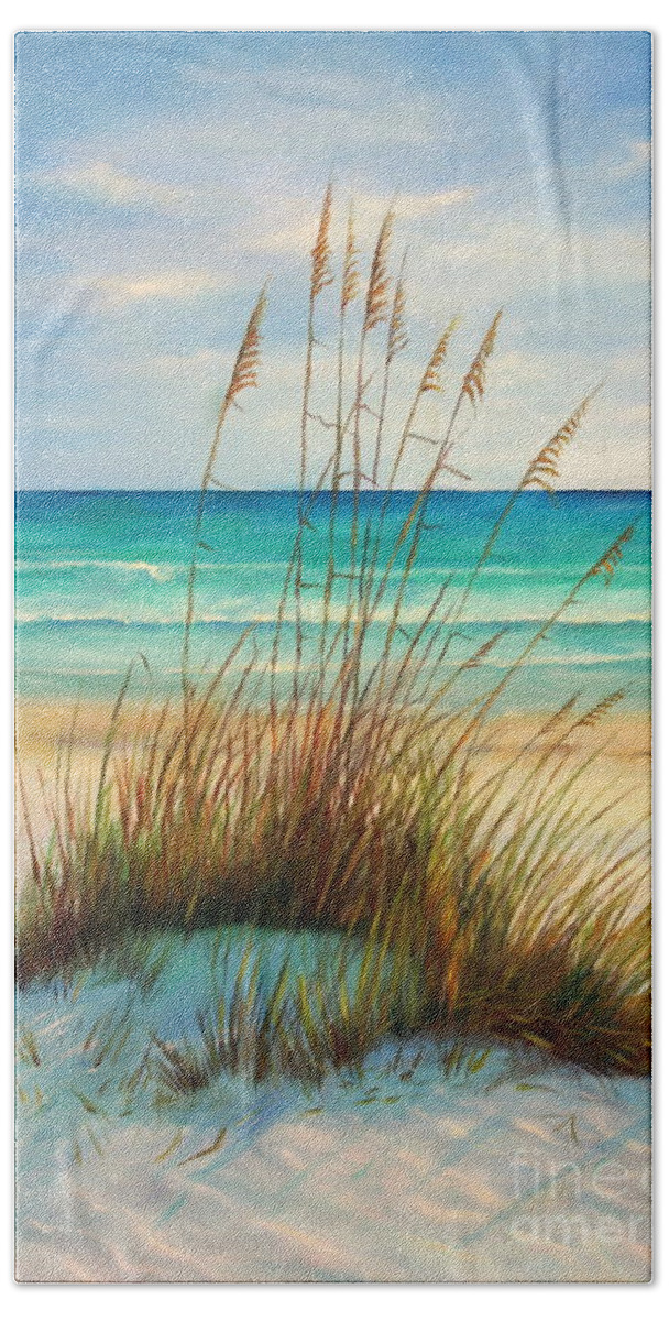 Siesta Key Beach Hand Towel featuring the painting Siesta Key Beach Dunes by Gabriela Valencia