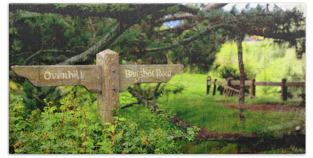 Hobbits Bath Towel featuring the photograph Signpost in Hobbiton by Kathryn McBride
