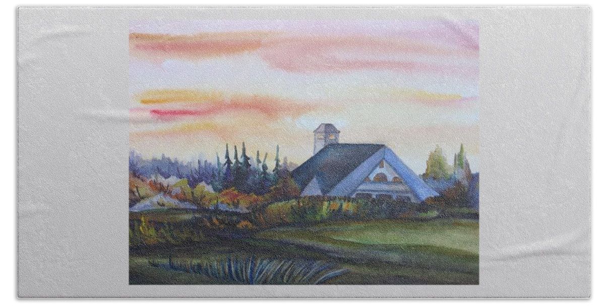 Watercolor Bath Towel featuring the painting Silence upon Midnapore by Anna Duyunova