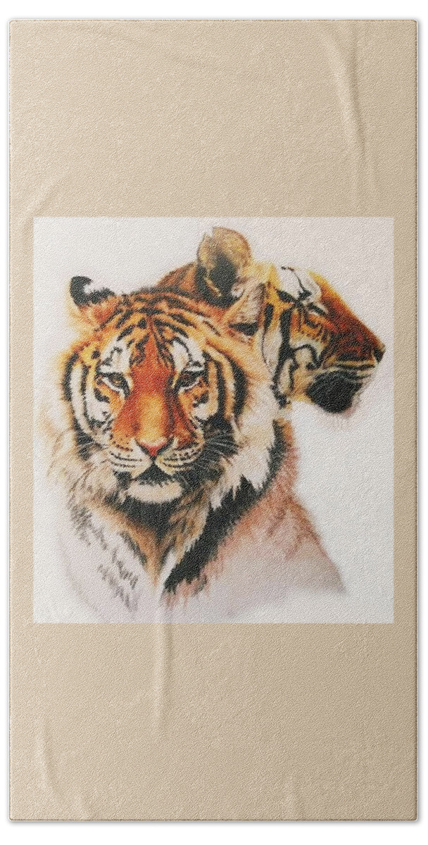 Tiger Bath Sheet featuring the drawing Silent Partners by Barbara Keith
