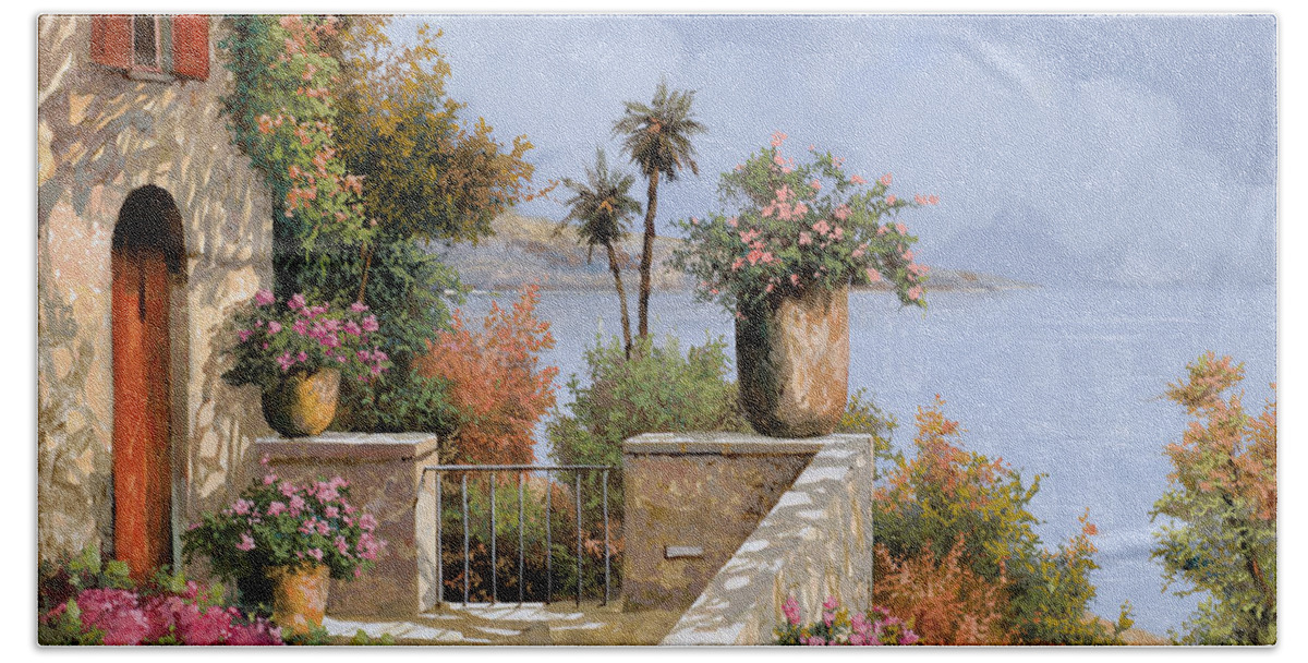 Seascape Hand Towel featuring the painting Il Silenzio by Guido Borelli