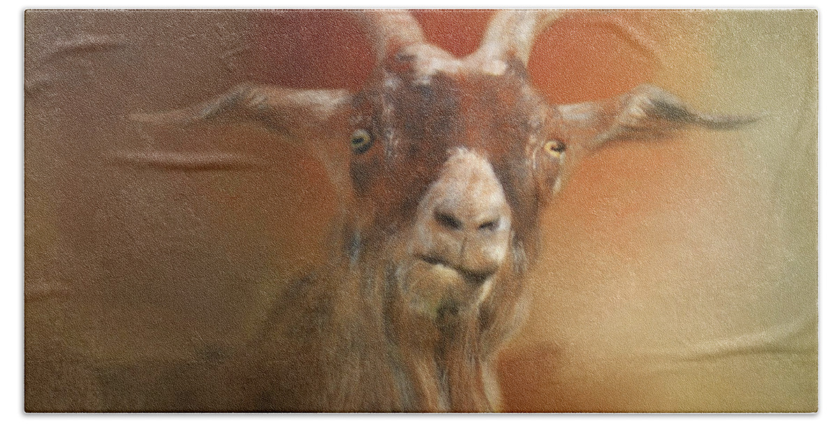 Goat Bath Towel featuring the photograph Silly Goat by Kathy Russell