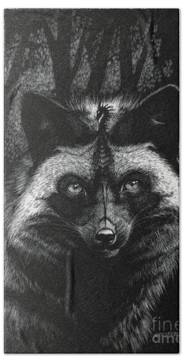 Fox Hand Towel featuring the drawing Silver Dragon Fox by Stanley Morrison