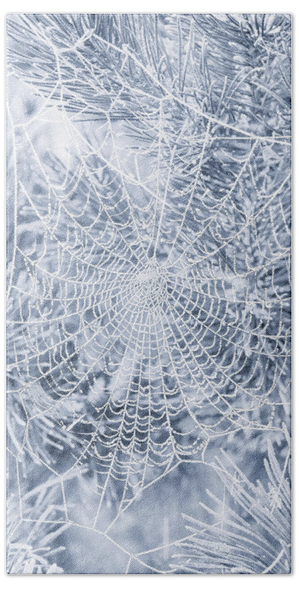 Web Hand Towel featuring the photograph Silver Filigree by Iryna Goodall