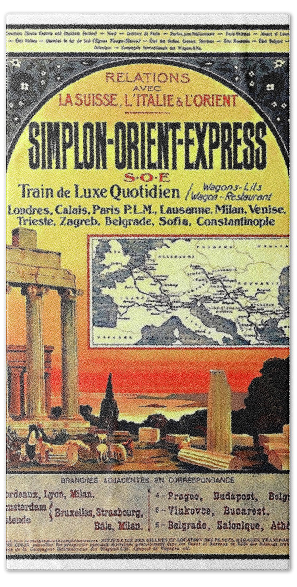 Simplon Hand Towel featuring the painting Simplon - Orient Express by Long Shot