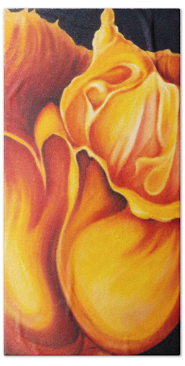 Surreal Tulip Bath Towel featuring the painting Singing Tulip by Jordana Sands