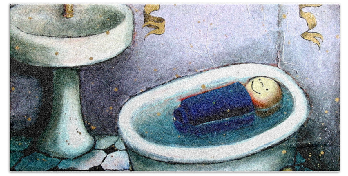 Doll Bath Towel featuring the painting Sinking or Floating by Pauline Lim