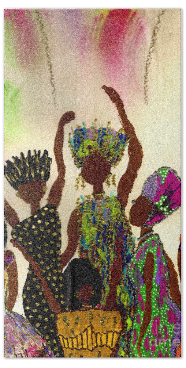 Vibrant Bath Towel featuring the painting Sisterhood by Angela L Walker