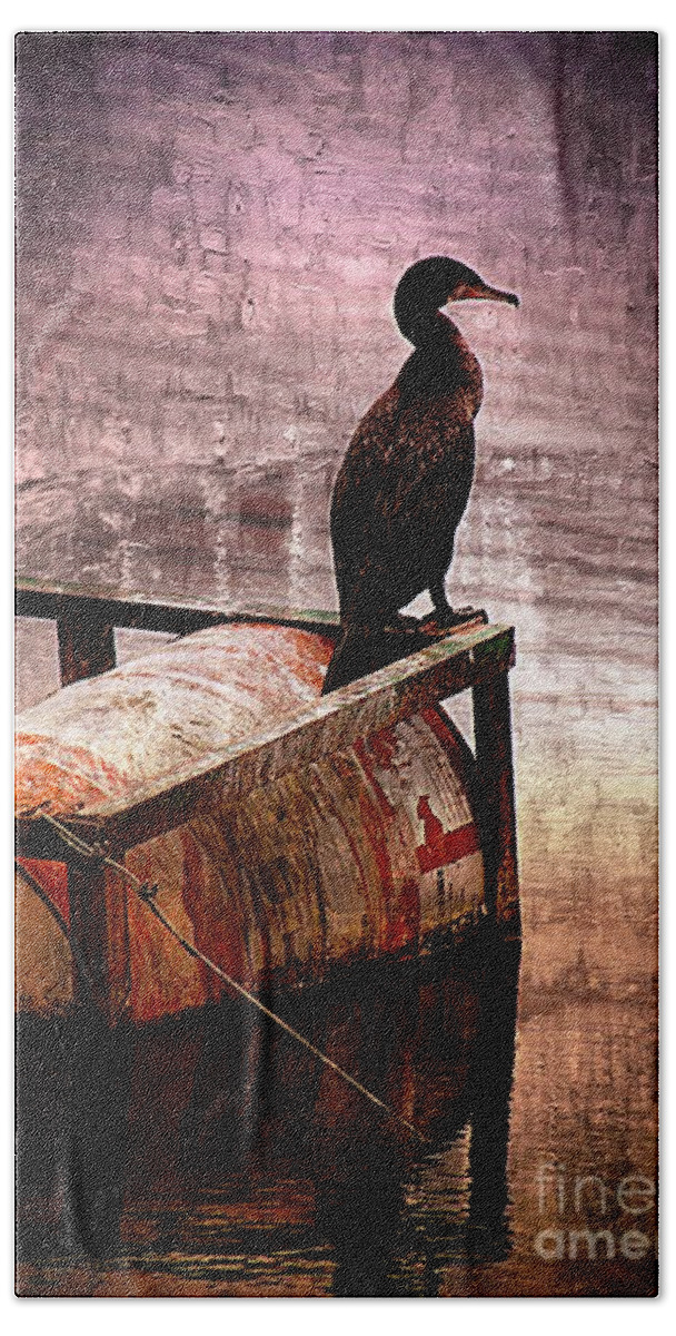 Bird Hand Towel featuring the photograph Sitting on the Dock of the Bay by Clare Bevan