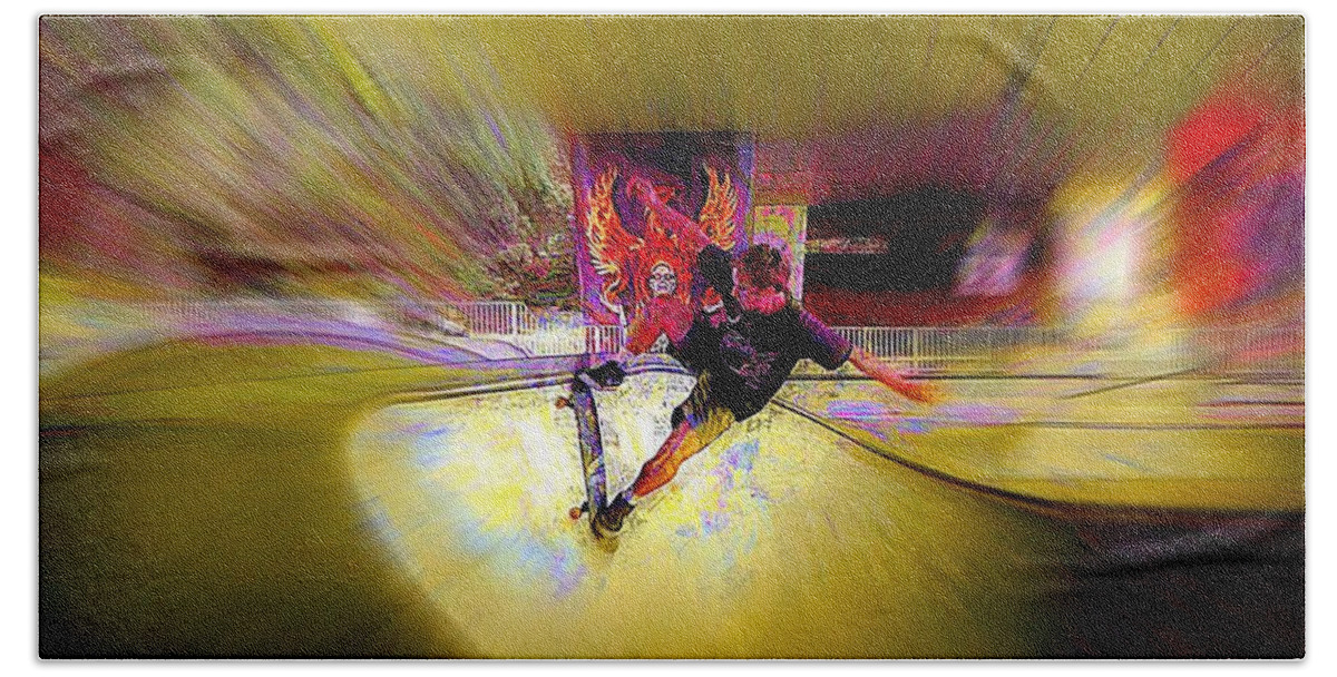 Skate Hand Towel featuring the photograph Skateboarding by Lori Seaman