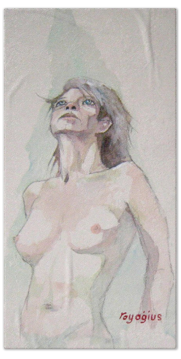 Female Hand Towel featuring the painting Sketch for Megan IV by Ray Agius
