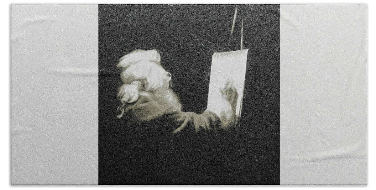 Santa Bath Towel featuring the photograph Sketching Santa by Winnie Chrzanowski