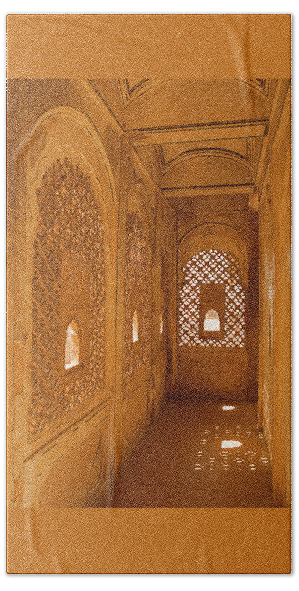 Carved Bath Towel featuring the photograph SKN 1241 Carved Niche by Sunil Kapadia
