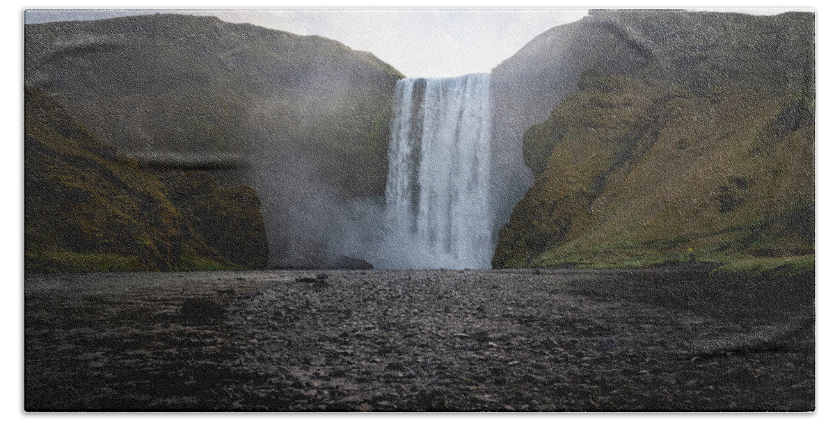 Iceland Bath Towel featuring the photograph Skogafoss Waterfall in Iceland by James Udall