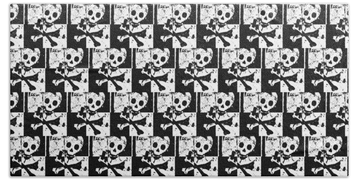 Skull Hand Towel featuring the digital art Skull Checker by Roseanne Jones