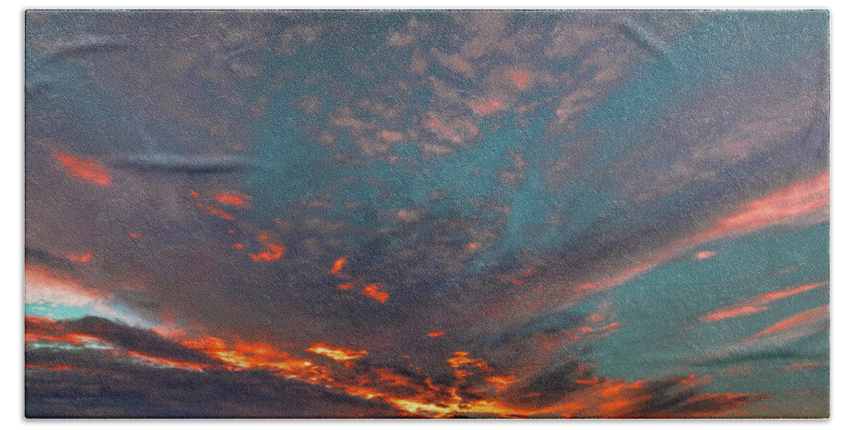 Sky In Fire Hand Towel featuring the photograph Sky in fire #g6 by Leif Sohlman
