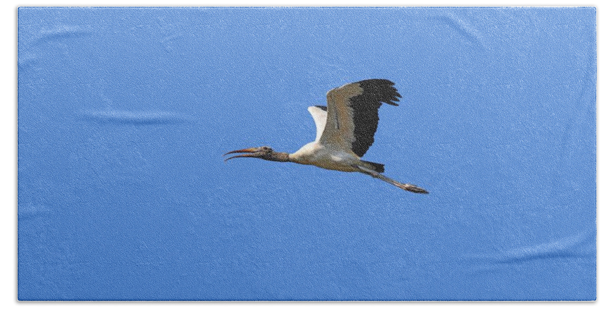 Stork Bath Towel featuring the photograph Sky Stork Digital Art .png by Al Powell Photography USA