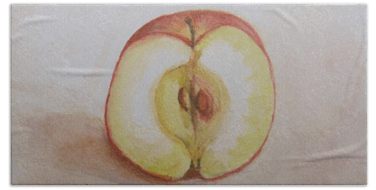 Apple Hand Towel featuring the painting Sliced Apple by Laurie Morgan