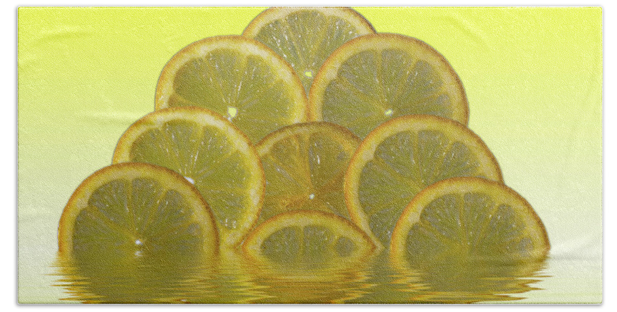 Fresh Fruit Bath Towel featuring the photograph Slices Lemon Citrus Fruit by David French