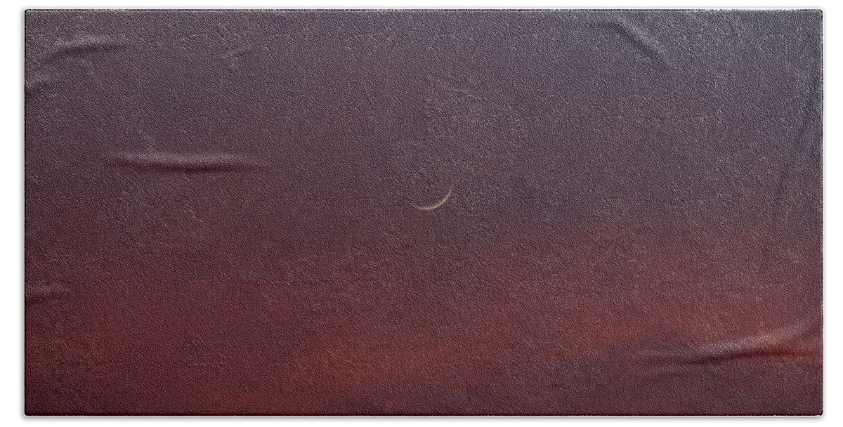 Florida Hand Towel featuring the photograph Sliver Moon Floating in a Pink Sky Over Venice Florida by Lawrence S Richardson Jr