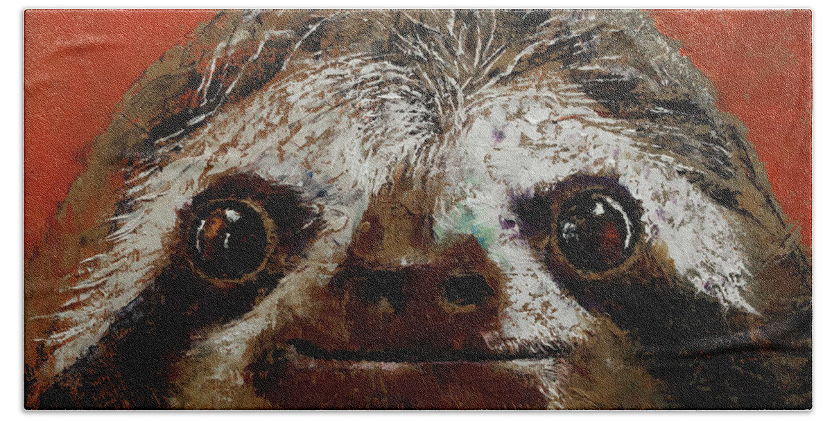 Fun Bath Towel featuring the painting Sloth by Michael Creese