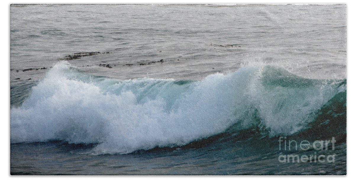 Wave Bath Towel featuring the photograph Small Wave on Carmel Bay by James B Toy