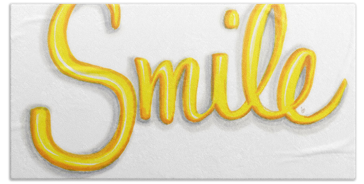Smile Hand Towel featuring the drawing Smile by Cindy Garber Iverson