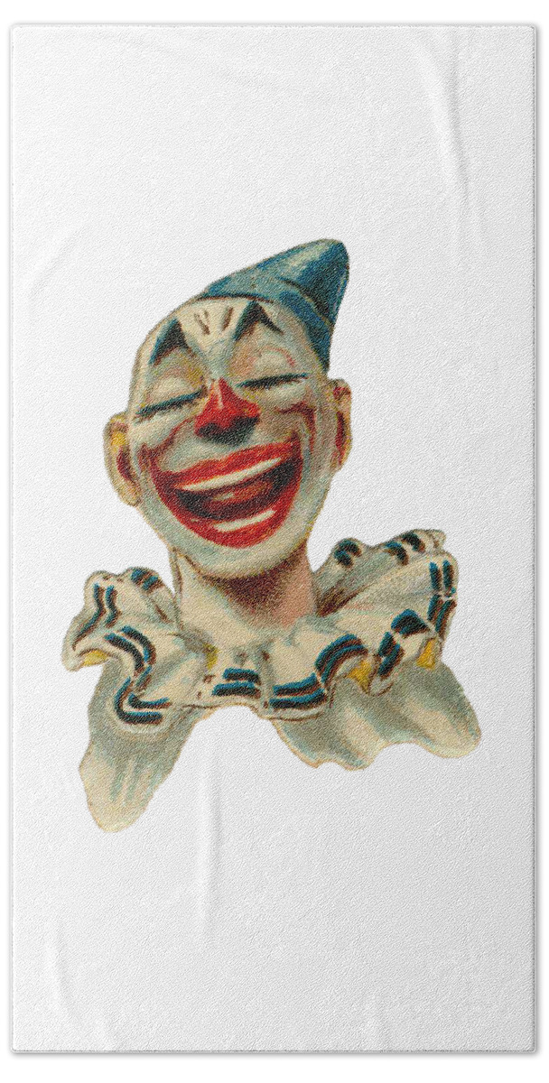 Vintage Clown Bath Towel featuring the digital art Smiley by Kim Kent