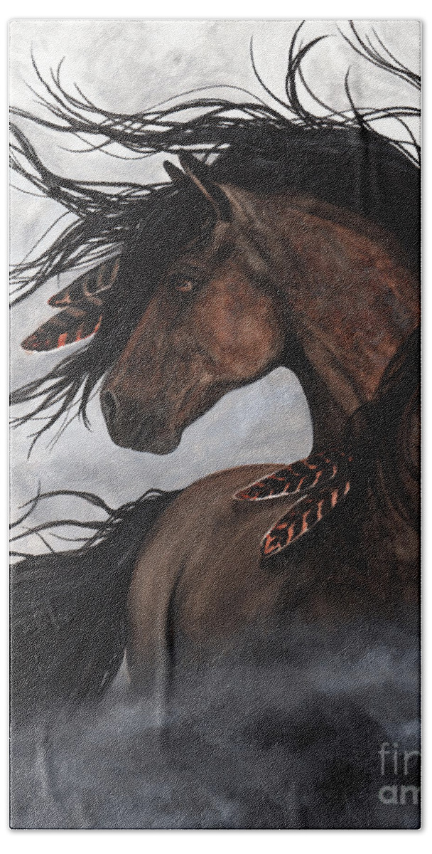 Horse Hand Towel featuring the painting Storm Chaser Majestic Horse by AmyLyn Bihrle