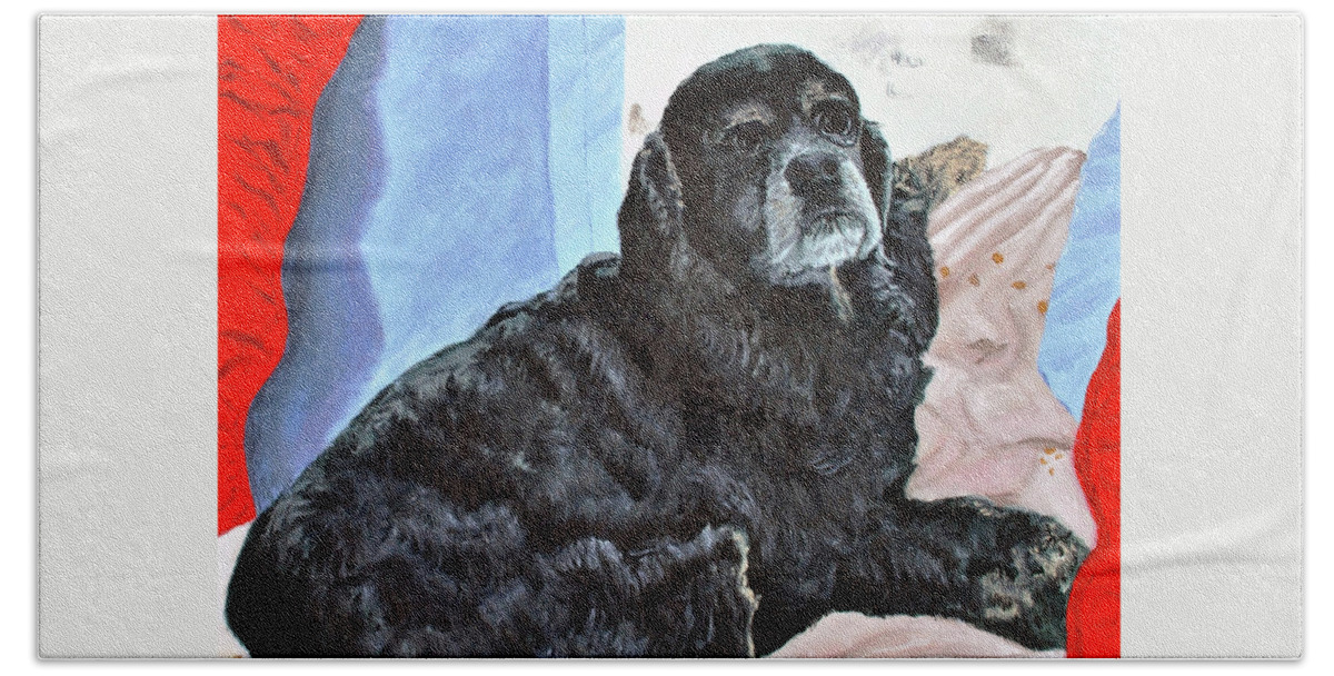 Pet Portrait Hand Towel featuring the painting Smudge by Stan Hamilton