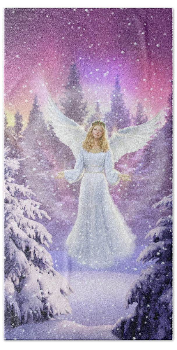 Angel Bath Sheet featuring the digital art Snow Angel by Jerry LoFaro