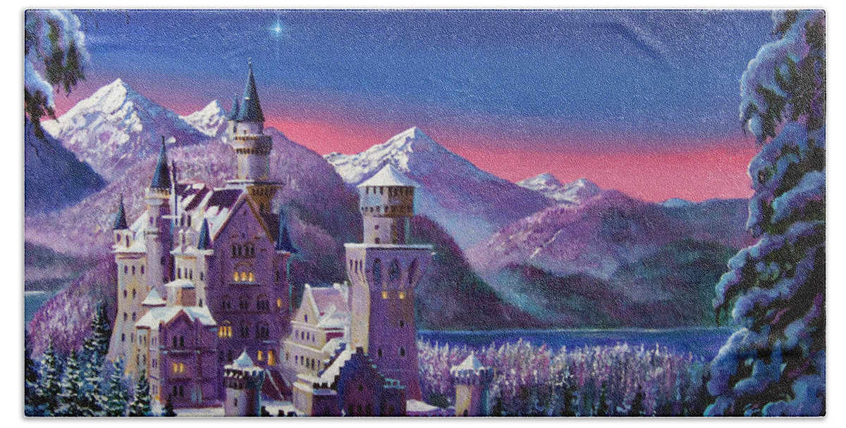 Snow Bath Towel featuring the painting Snow Castle by David Lloyd Glover