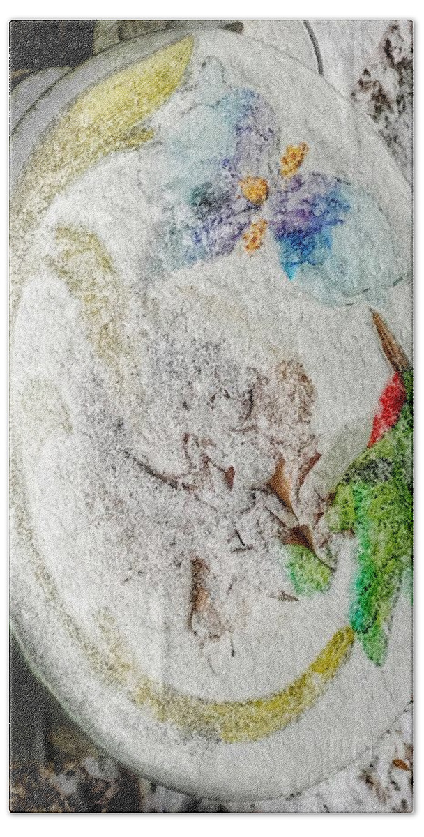  Biird Bath Towel featuring the photograph Snow covered hummingbird by Rrrose Pix