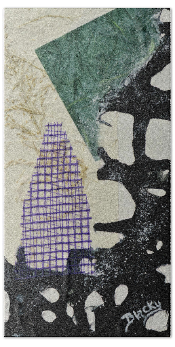 Paper Collage Abstract Bath Towel featuring the mixed media Snow Day by Donna Blackhall