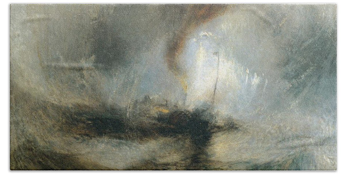 Snow Hand Towel featuring the painting Snow Storm by Joseph Mallord William Turner