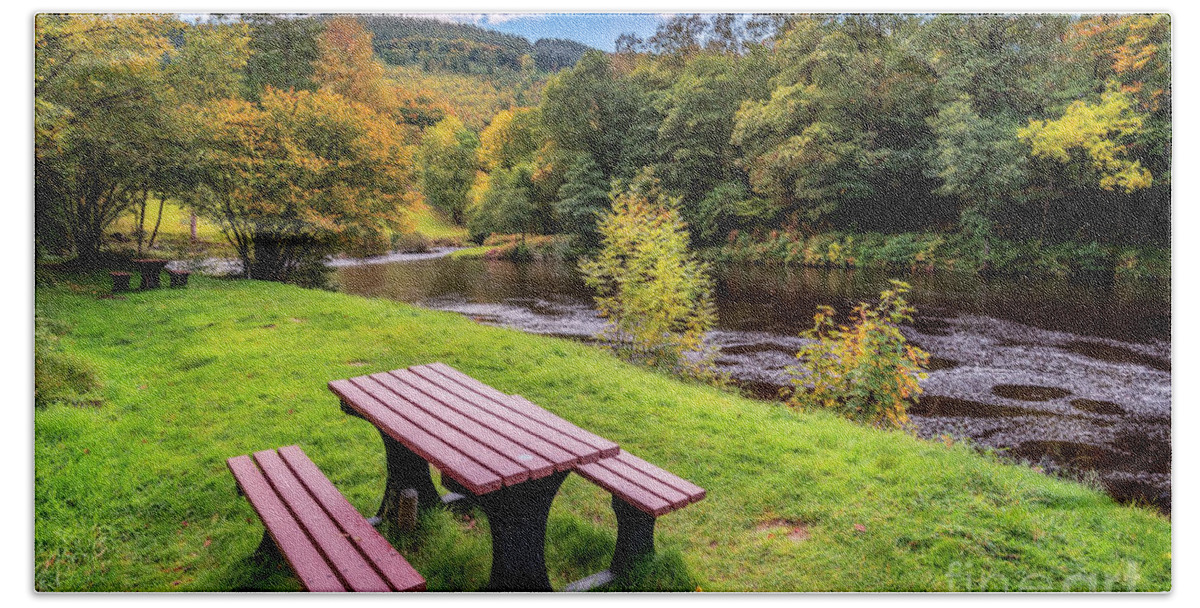 Fairy Glen Hand Towel featuring the photograph Snowdonia River Autumn by Adrian Evans