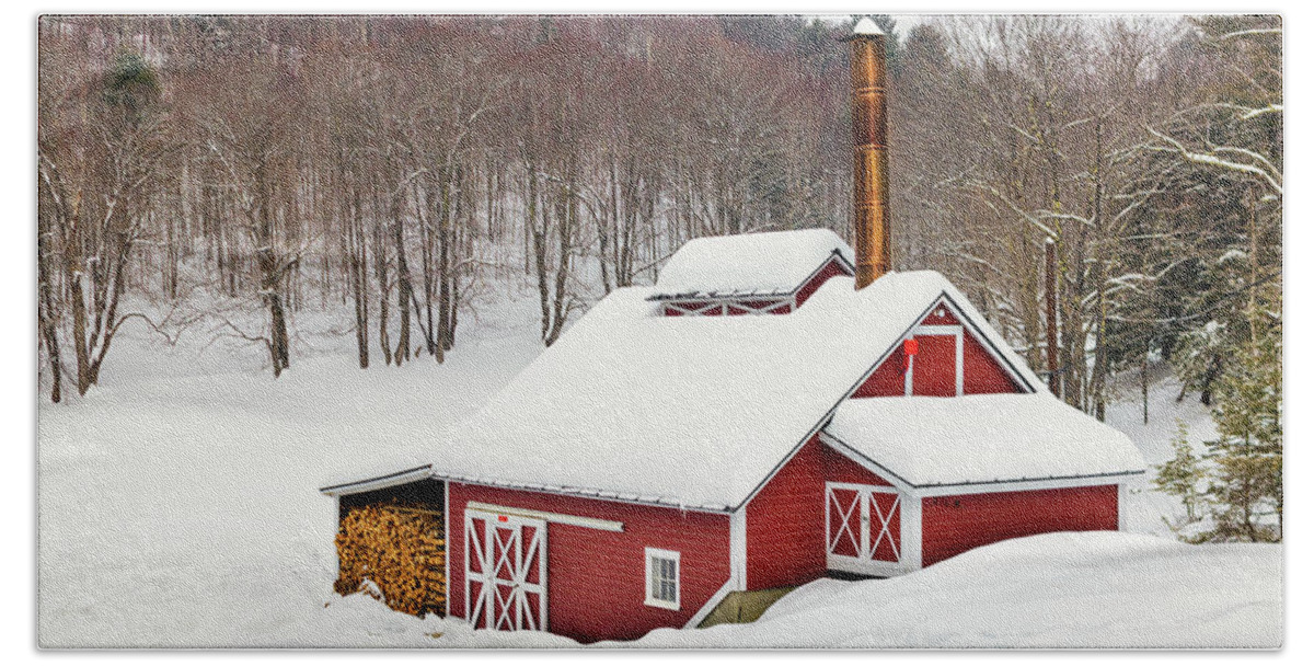 Sugar Shack Hand Towel featuring the photograph Snowed in at the Sugar Shack by Kristen Wilkinson