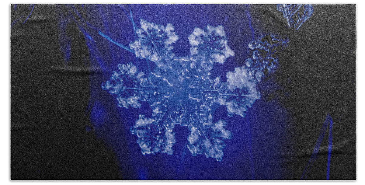Colorado Hand Towel featuring the photograph Snowflake on Blue by Dawn Key