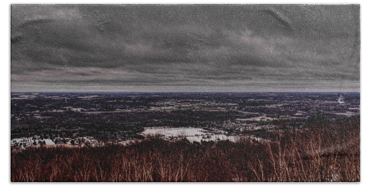 Winter Bath Towel featuring the photograph Snowstorm Clouds Over Rib Mountain State Park by Dale Kauzlaric