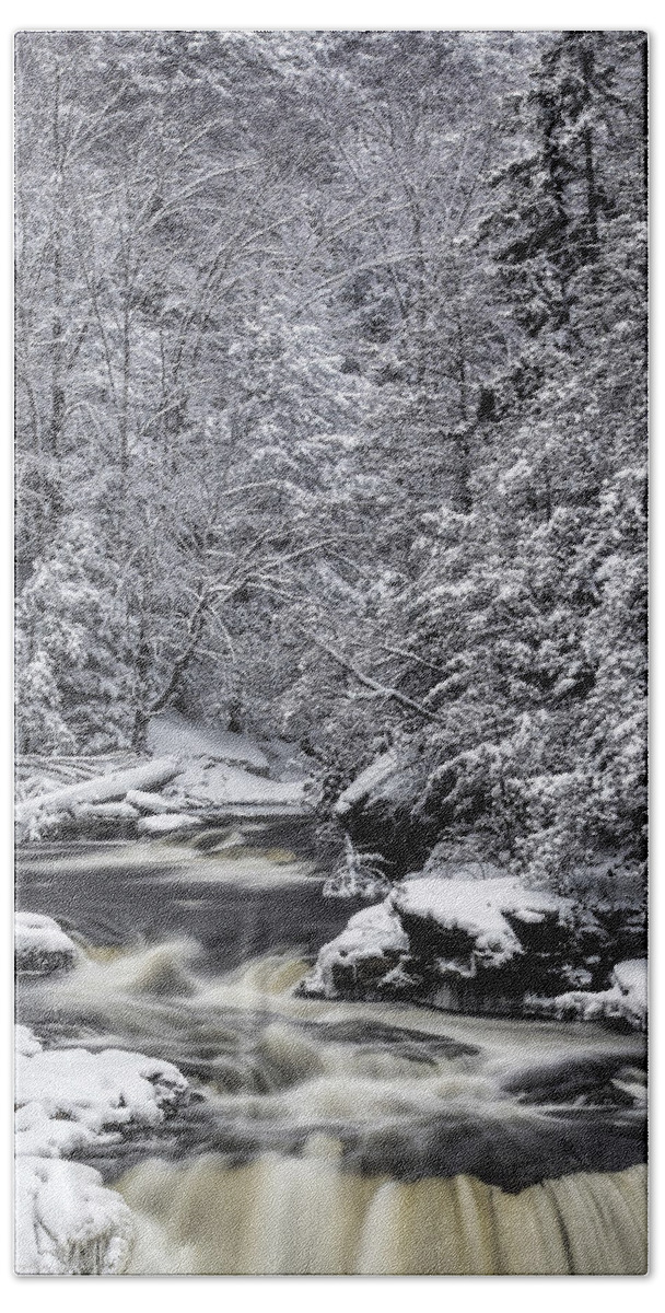 Waterfall Hand Towel featuring the photograph Snowy Blackwater by Erika Fawcett