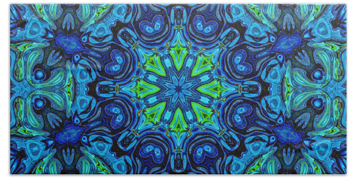 Blue Hand Towel featuring the digital art So Blue - 04v2 - Mandala by Aimelle Ml