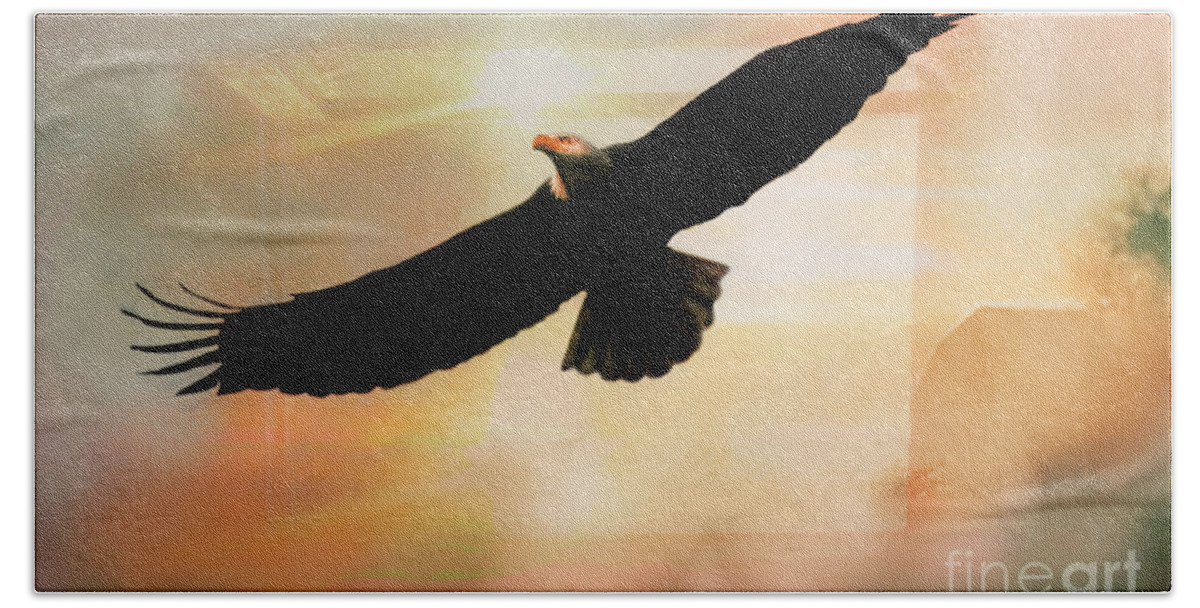 Eagle Hand Towel featuring the photograph Soar High And Free by Janie Johnson