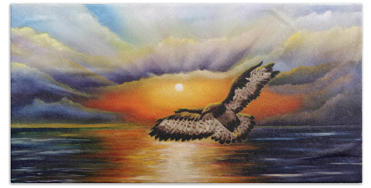Blues Bath Towel featuring the painting Soaring High by Dianna Lewis