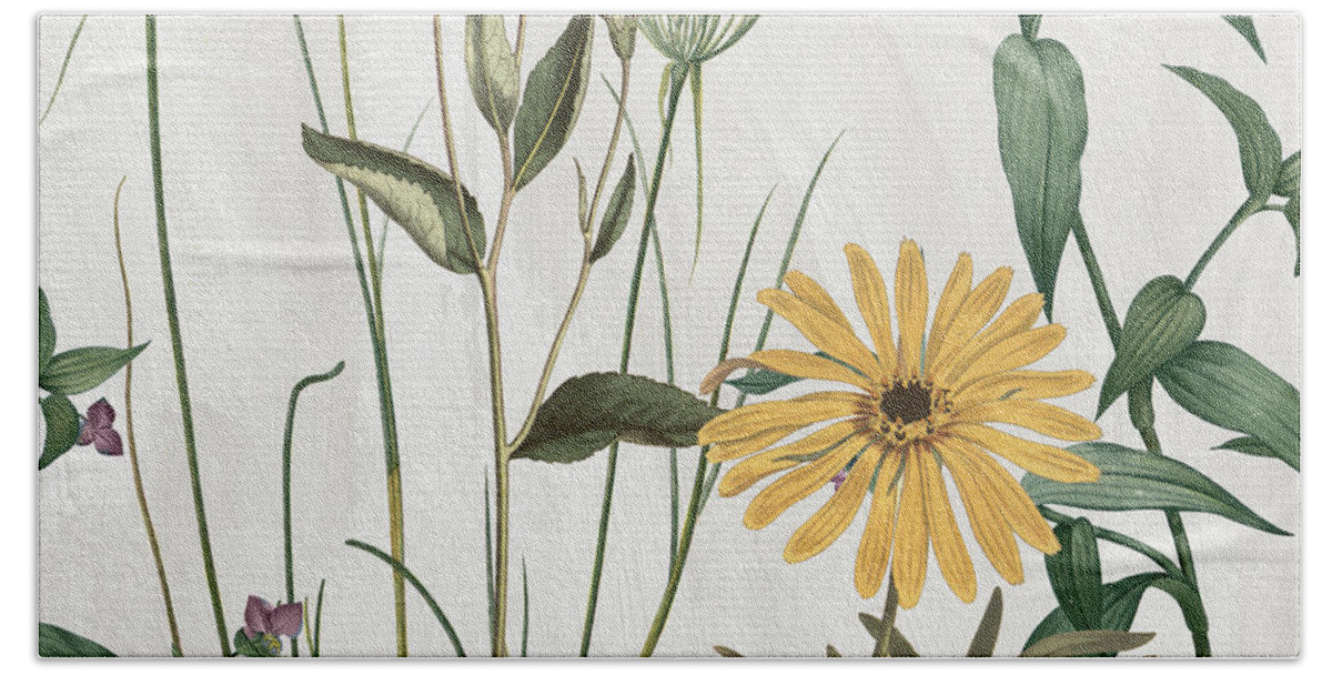 Purple Crocus Hand Towel featuring the painting Softly Crocus and Daisy by Mindy Sommers