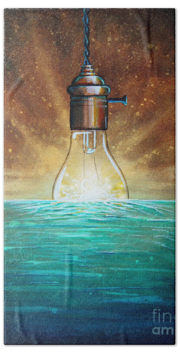 Lightbulb Bath Towel featuring the painting Solar Energy by Cindy Thornton