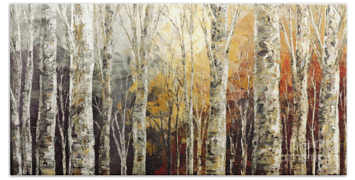 Fall Bath Towel featuring the painting Solitudes of Twilight by Tatiana Iliina
